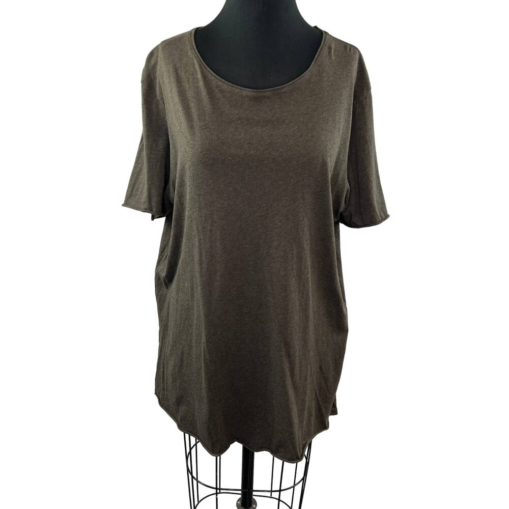 Scotch & Soda Brown Scoop Neck Short Sleeve Cotton Tunic Tee Shirt Top Ladies L